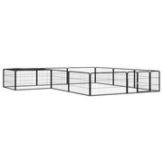 Ograda za pse s 12 panela crna 100 x 50 cm čelik obložen prahom