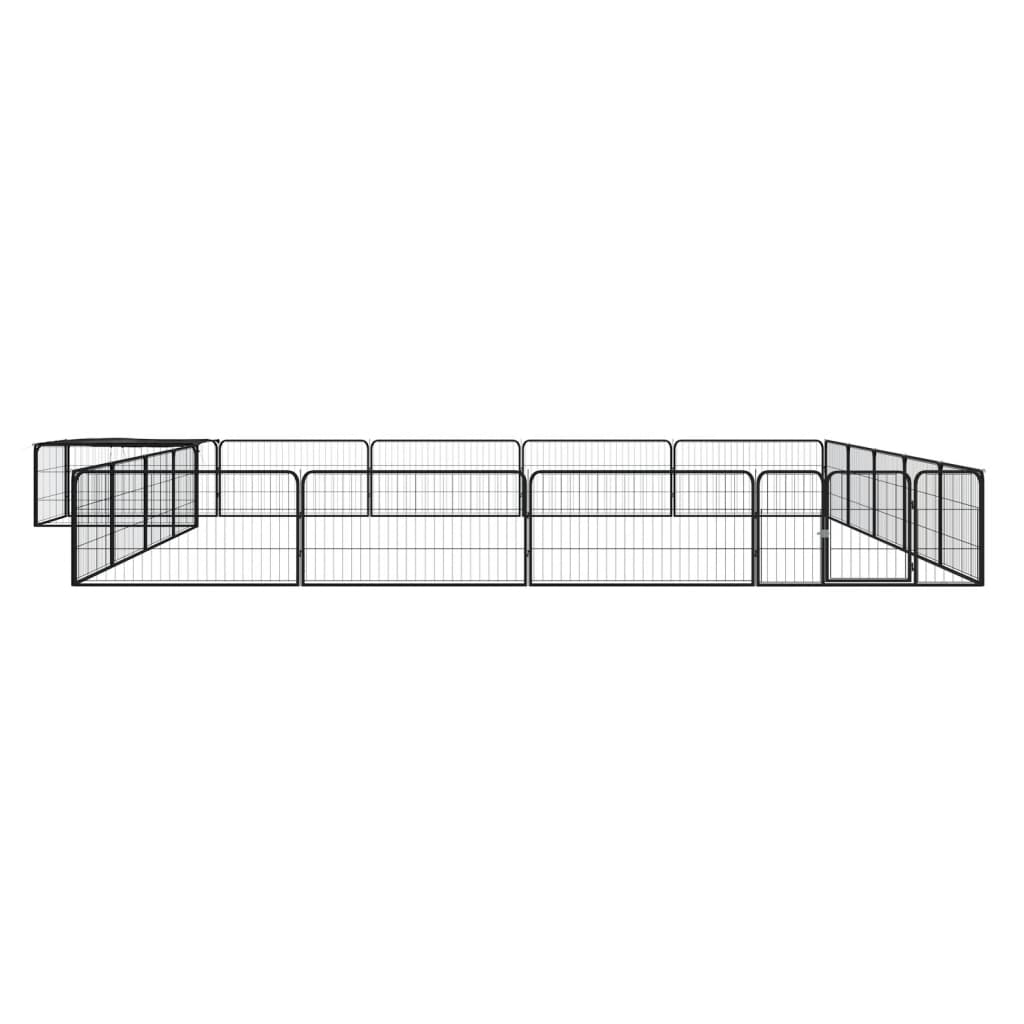 Ograda za pse s 20 panela crna 100 x 50 cm čelik obložen prahom