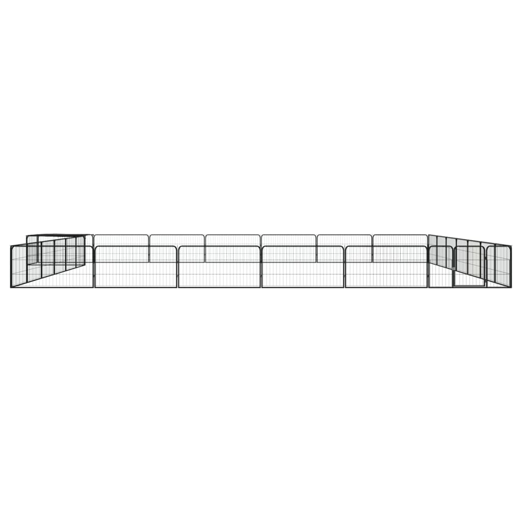 Ograda za pse s 28 panela crna 100 x 50 cm čelik obložen prahom