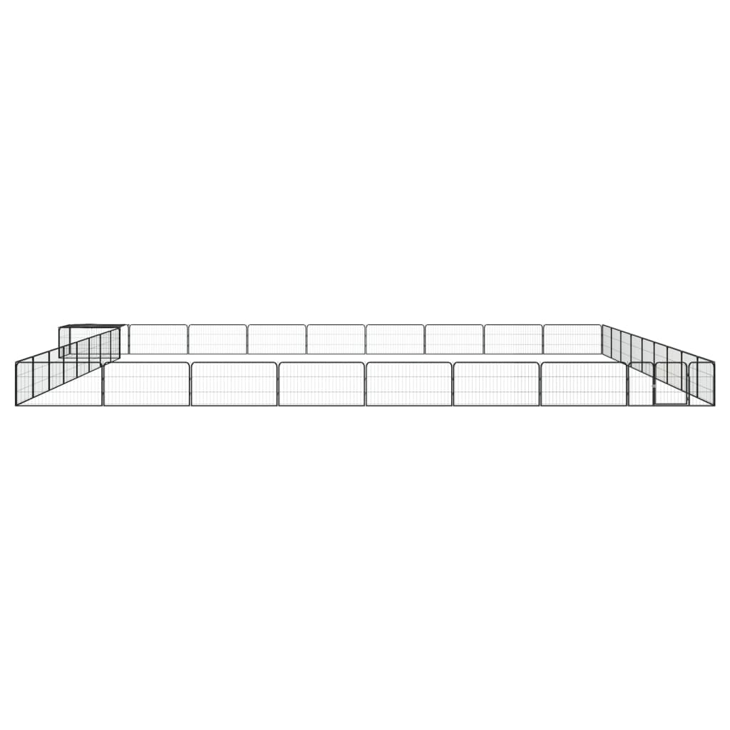 Ograda za pse s 36 panela crna 100 x 50 cm čelik obložen prahom