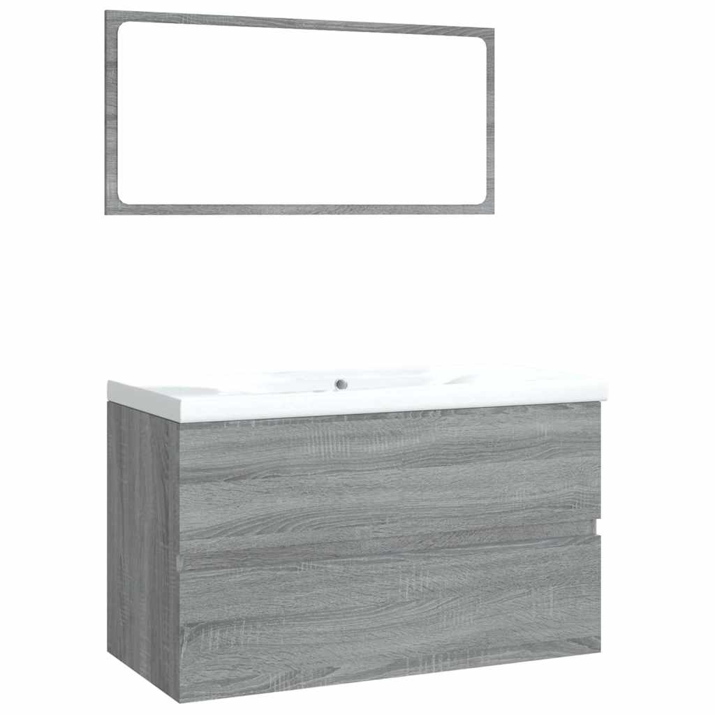 Set kupaonskog namještaja boja hrasta sonome konstruirano drvo Siva 41 x 38.5 x 45 cm