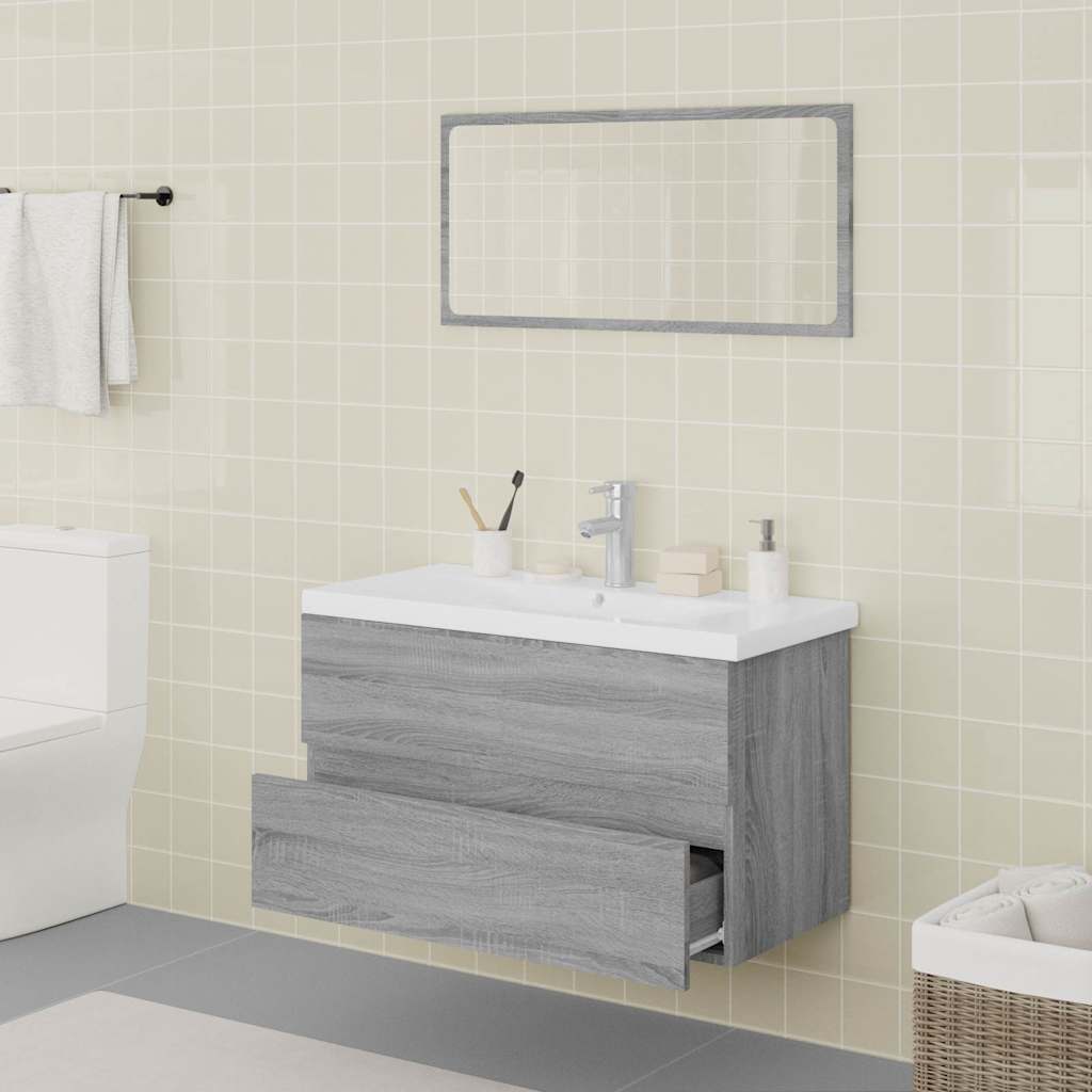 Set kupaonskog namještaja boja hrasta sonome konstruirano drvo Siva 41 x 38.5 x 45 cm