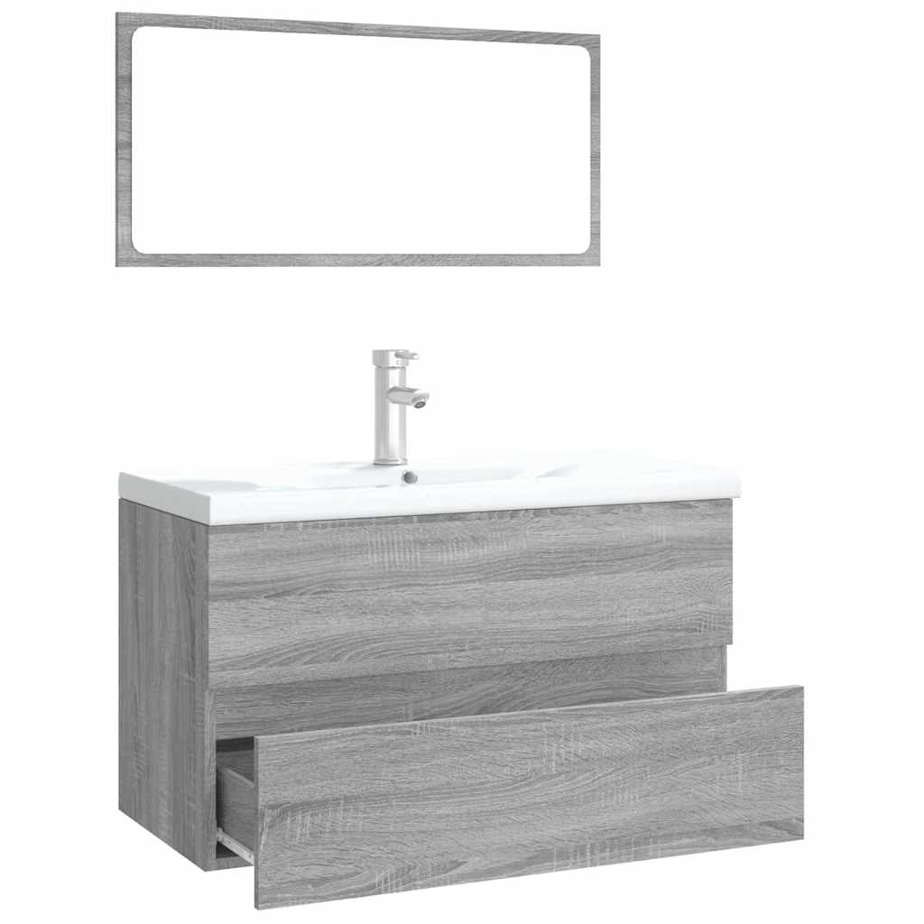 Set kupaonskog namještaja boja hrasta sonome konstruirano drvo Siva 41 x 38.5 x 45 cm