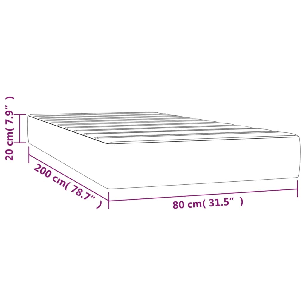 Madrac s džepičastim oprugama srednje tvrdoće krem 80 x 200 x 20 cm od tkanine