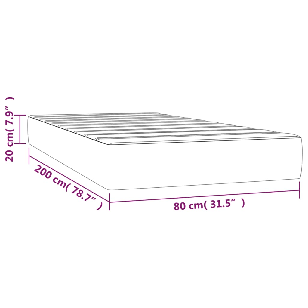 Madrac s džepičastim oprugama srednje tvrdoće sivi 80x200x20 cm od umjetne kože