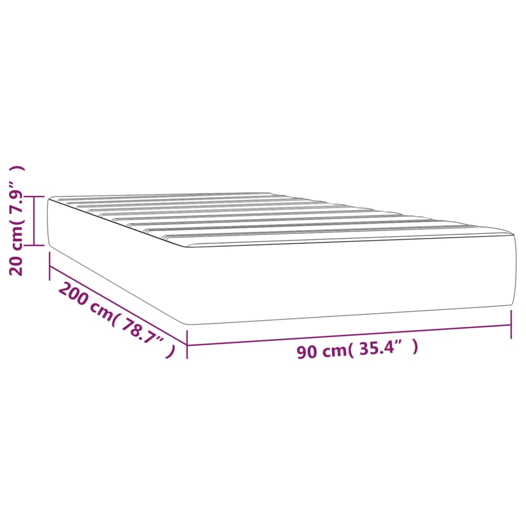 Madrac s oprugama srednje tvrdoće tamnosivi 90x200x20 cm baršunasti