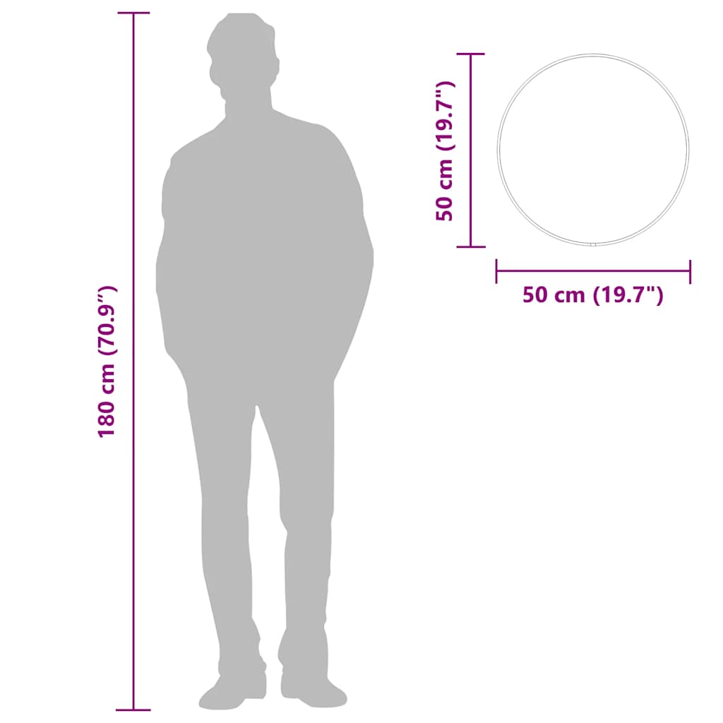 Zidno ogledalo crno Ø 50 cm okruglo