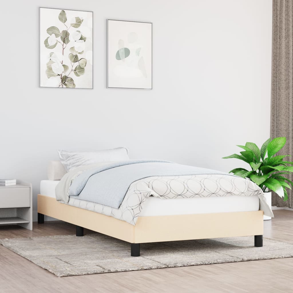 Okvir za krevet bez madraca krem 100 x 200 cm od tkanine