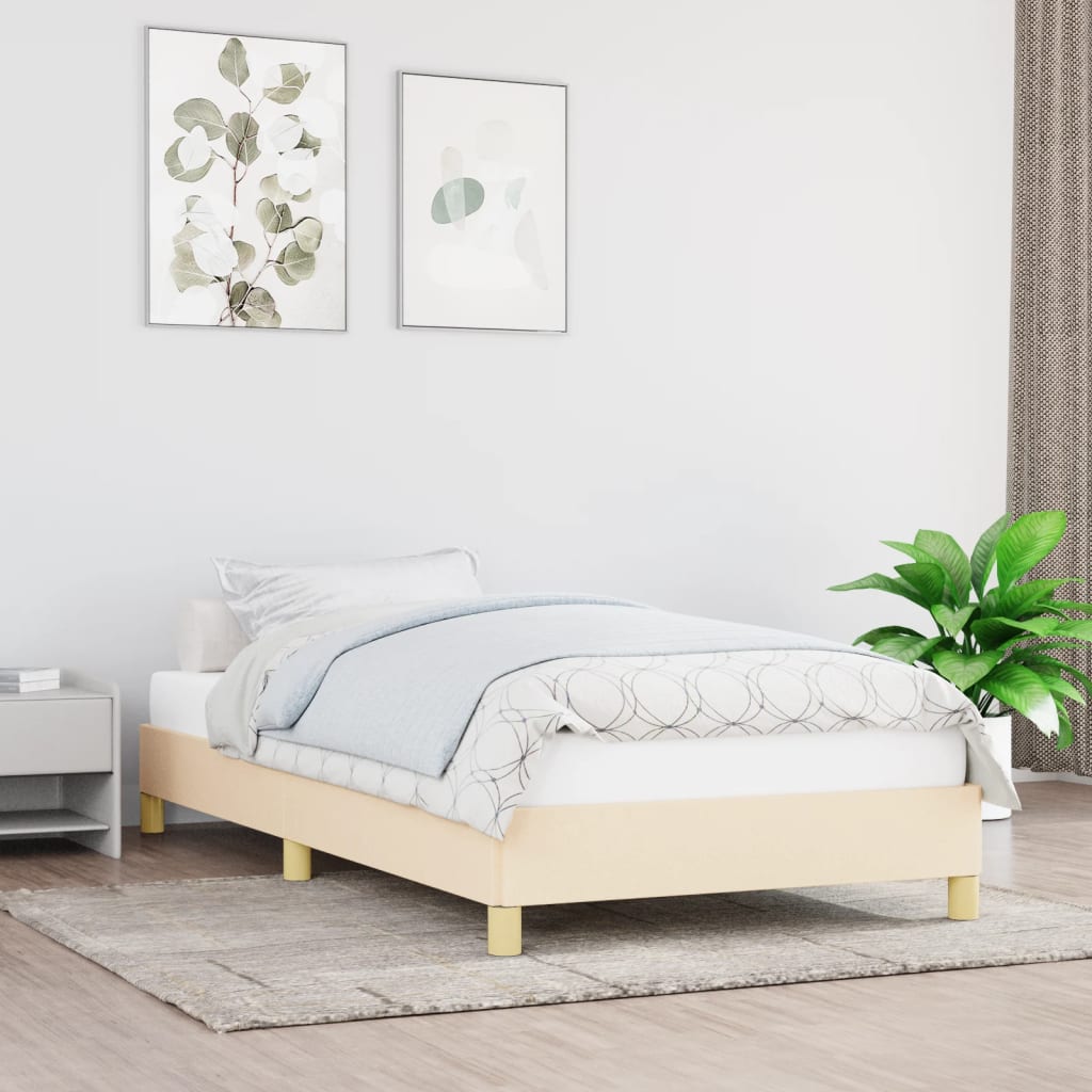 Okvir za krevet bez madraca krem 90x200cm od tkanine