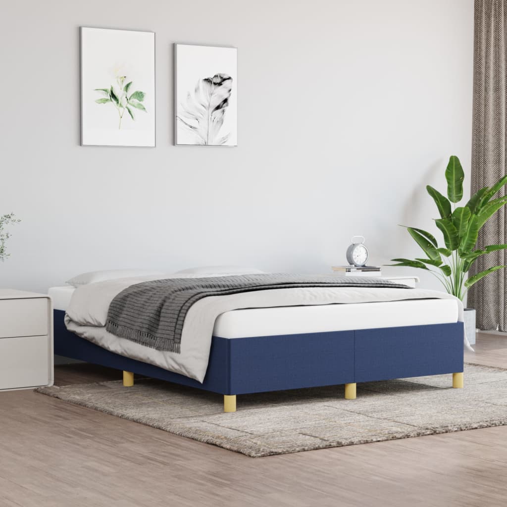 Okvir za krevet bez madraca plavi 140 x 200 cm od tkanine
