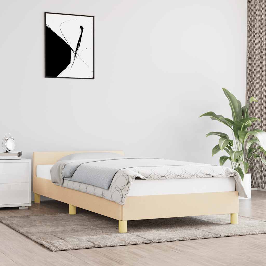 Okvir za krevet s uzglavljem bez madraca krem 80x200 cm tkanine