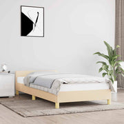 Okvir za krevet s uzglavljem bez madraca krem 80x200 cm tkanine