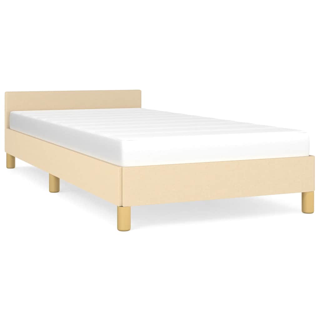 Okvir kreveta s uzglavljem bez madraca krem 90x190cm od tkanine