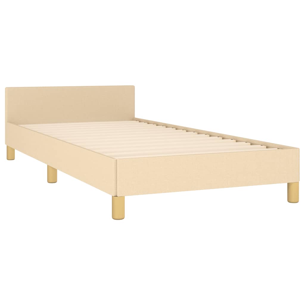 Okvir kreveta s uzglavljem bez madraca krem 90x200cm od tkanine