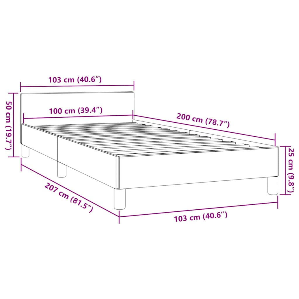 Okvir za krevet bez madraca tamnosmeđi 100x200 cm od tkanine
