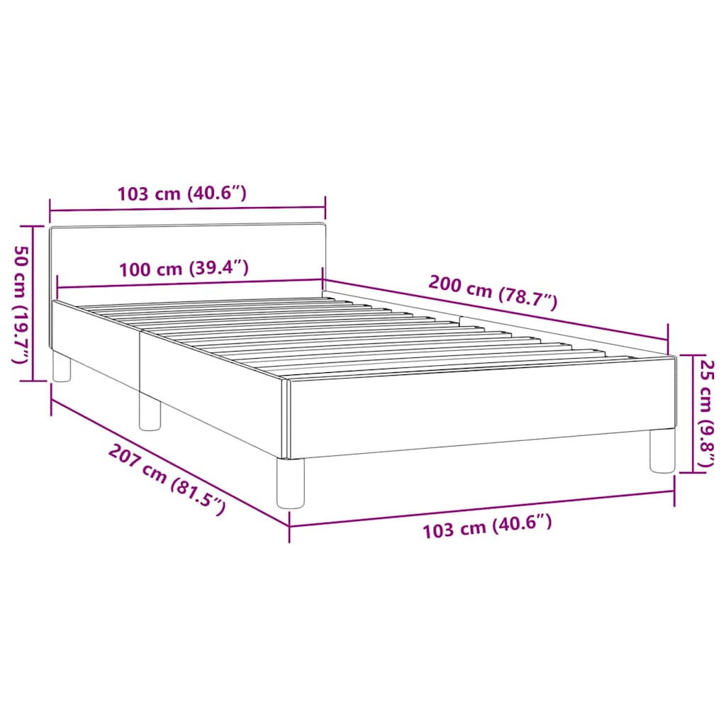 Okvir za krevet bez madraca krem 100 x 200 cm od tkanine
