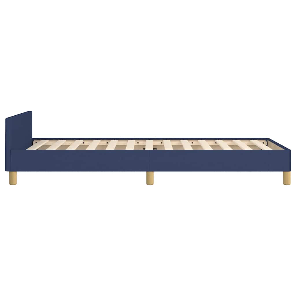 Okvir kreveta s uzglavljem bez madraca plavi 100x200 cm tkanine
