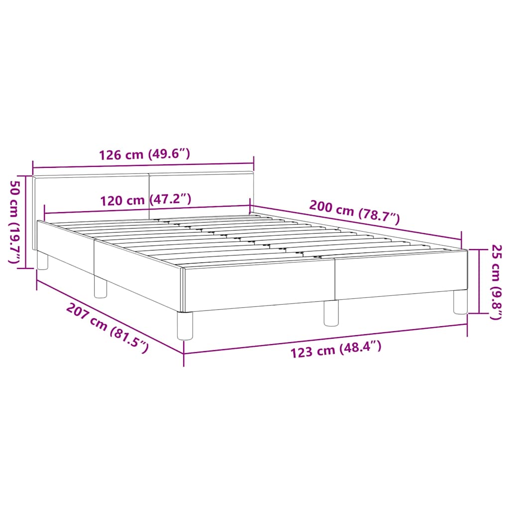 Okvir kreveta bez madraca krem 120 x 200 cm od tkanine