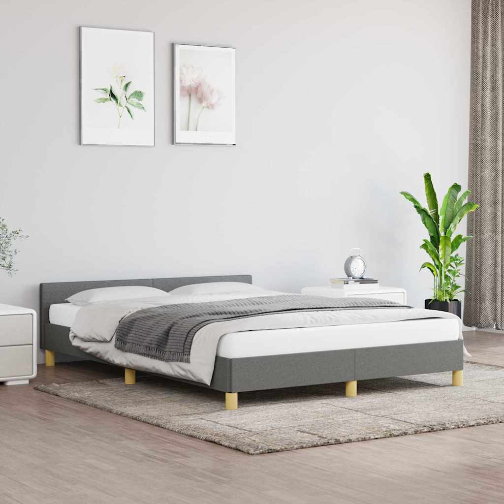 Okvir za krevet bez madraca tamnosivi 140 x 190 cm od tkanine