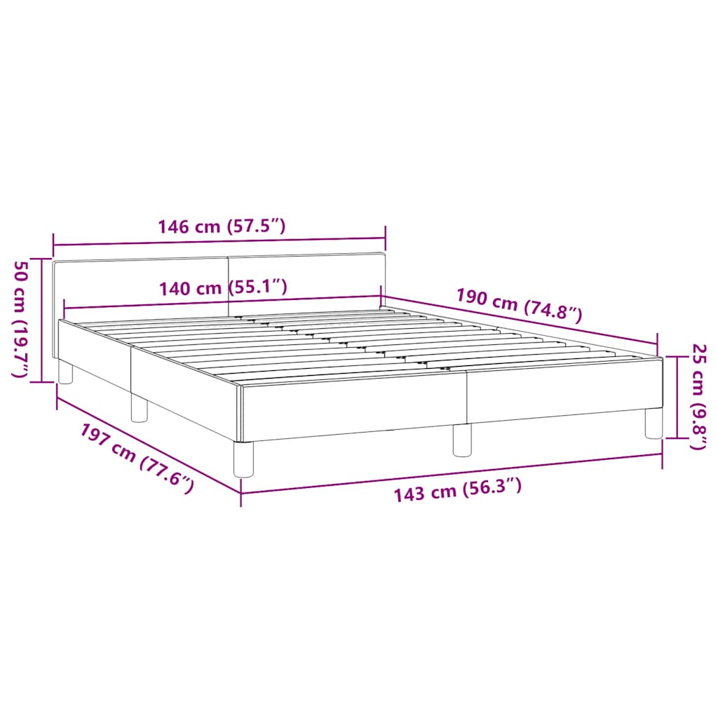 Okvir za krevet bez madraca krem 140 x 190 cm od tkanine