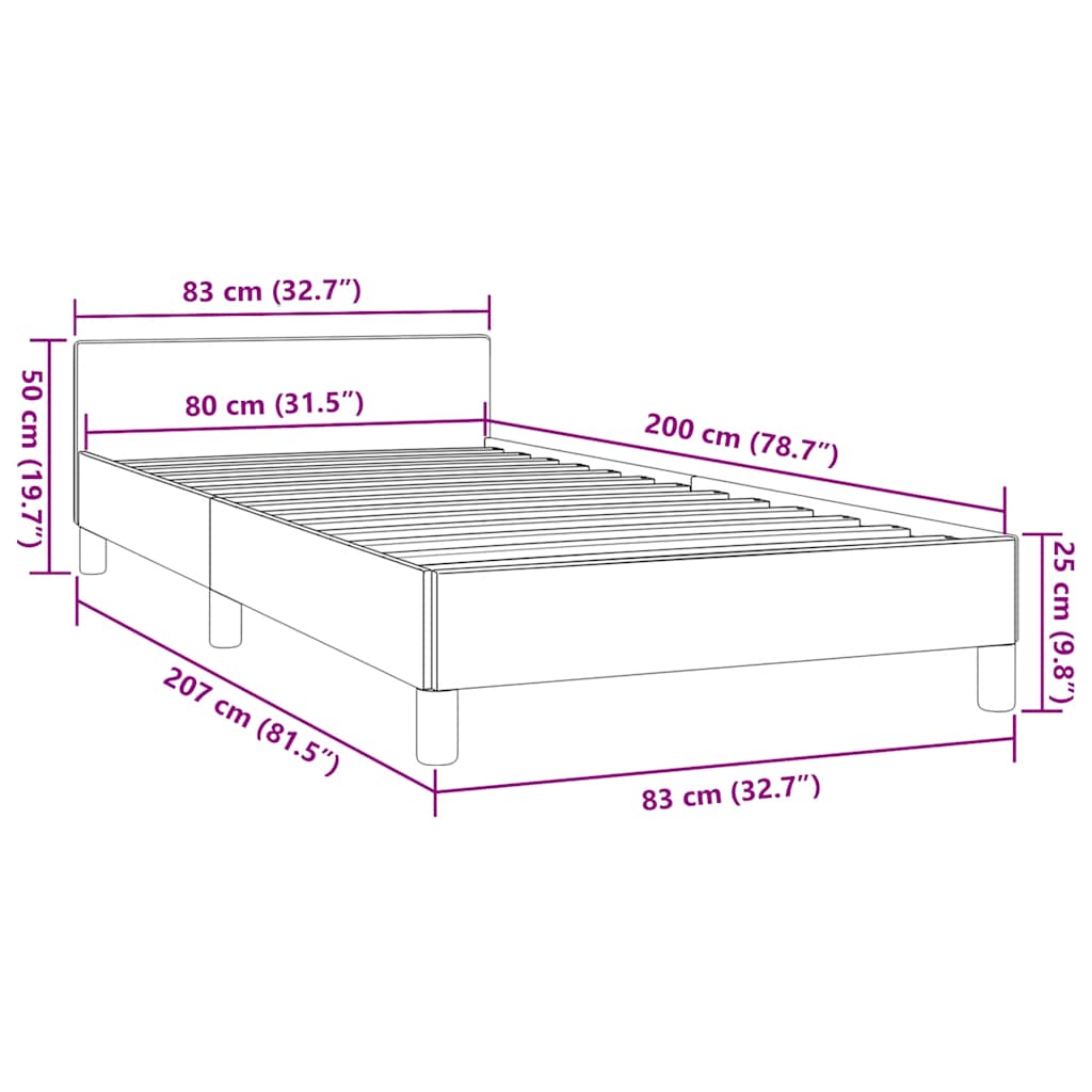 Okvir za krevet s uzglavljem bez madraca cappuccina 80x200 cm