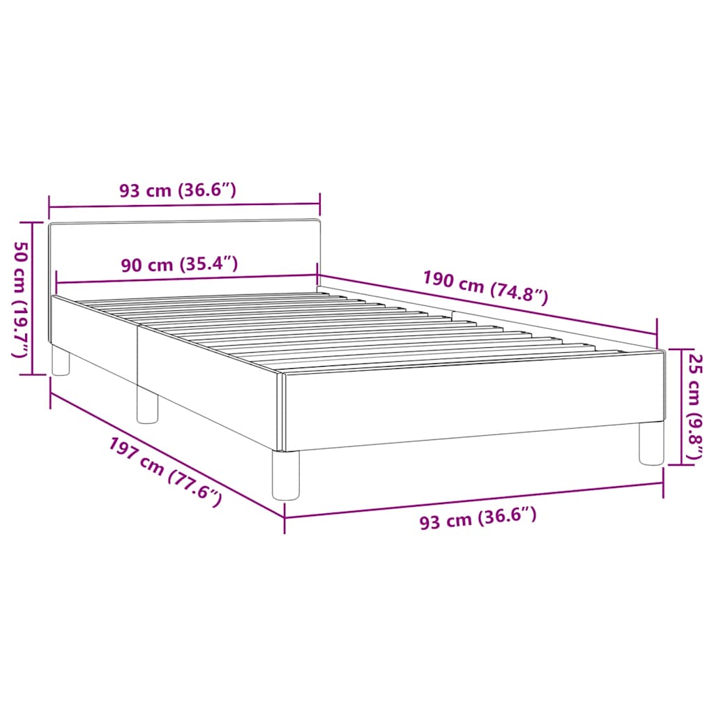 Okvir za krevet s uzglavljem bez madraca cappuccina 90x190 cm