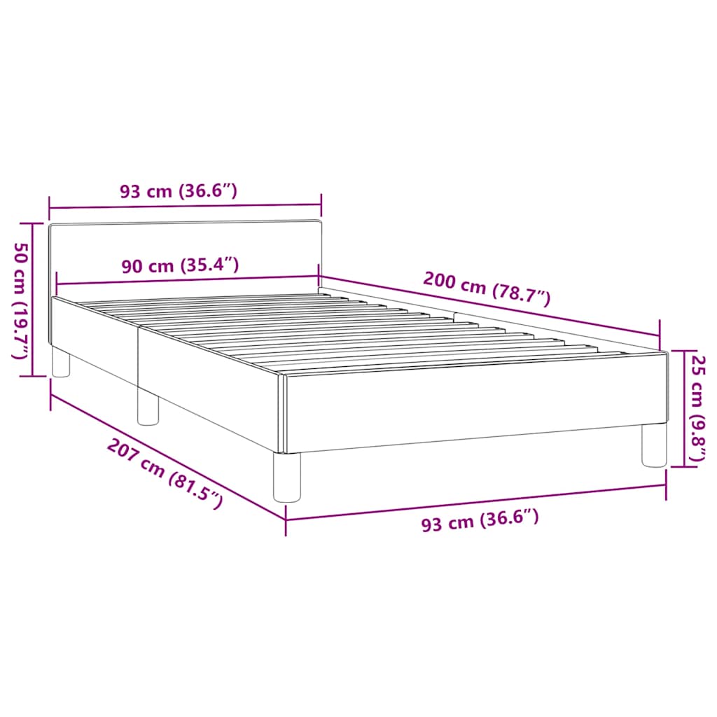 Okvir za krevet s uzglavljem bez madraca cappuccina 90x200 cm