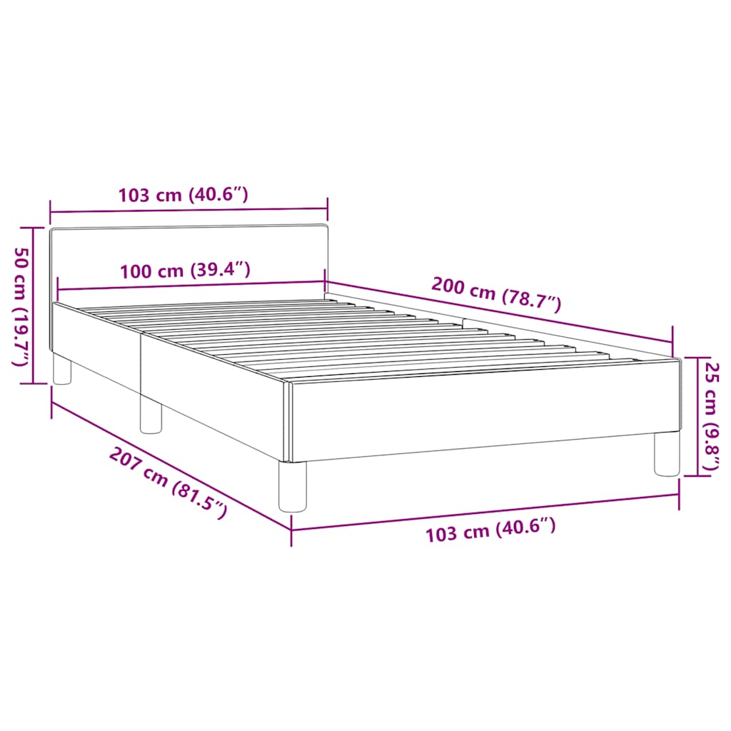 Okvir kreveta s uzglavljem bez madraca crni 100x200 cm