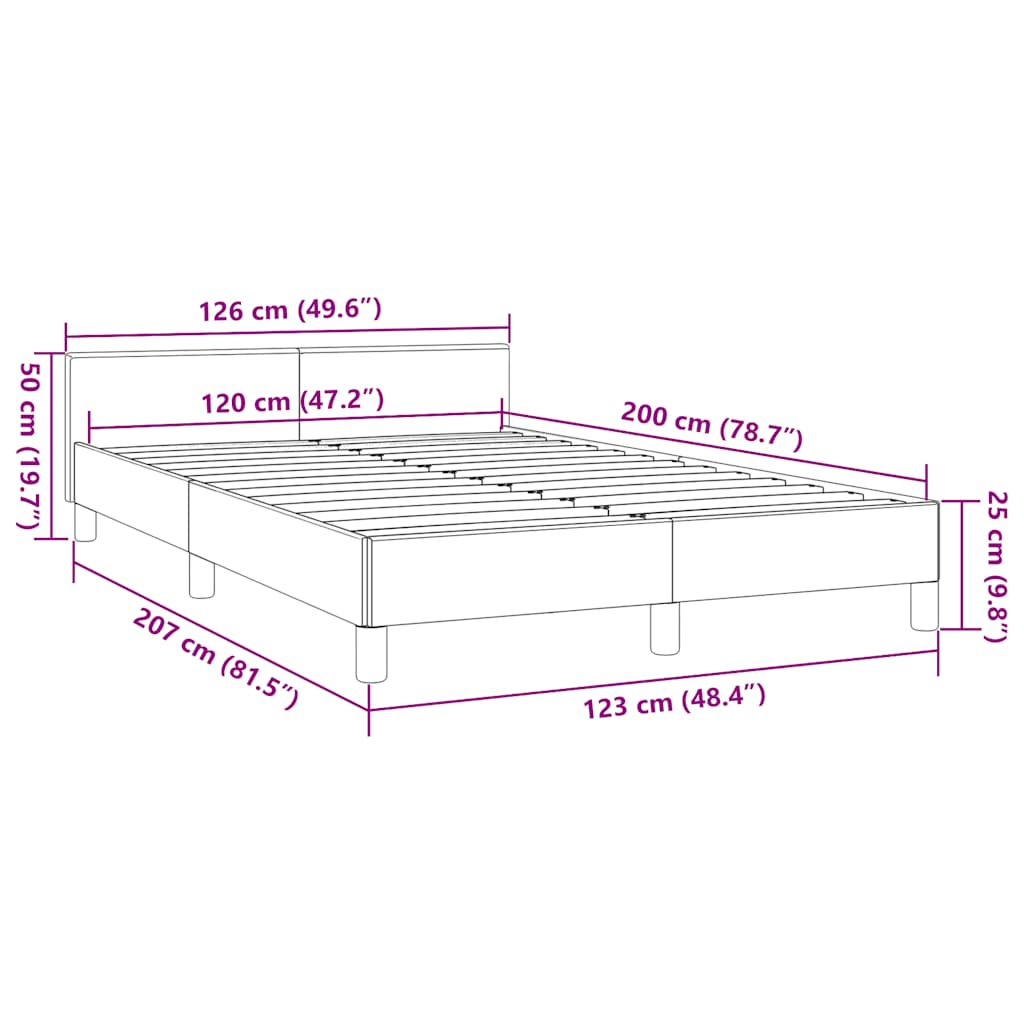 Okvir kreveta s uzglavljem bez madraca krem 120x200 cm