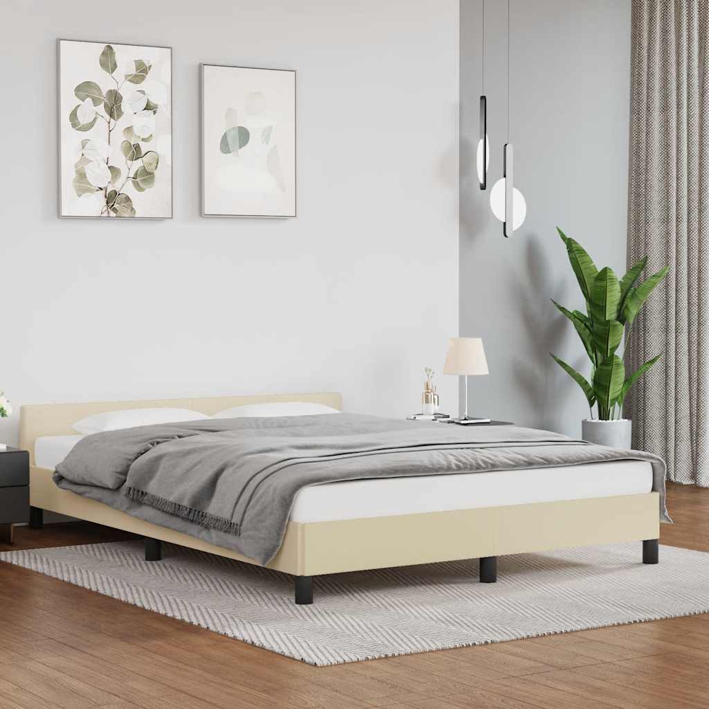 Okvir kreveta s uzglavljem bez madraca krem 140x190 cm