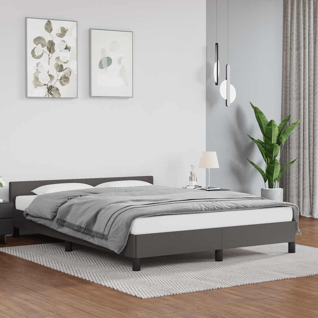 Okvir kreveta s uzglavljem bez madraca sivi 140x200 cm