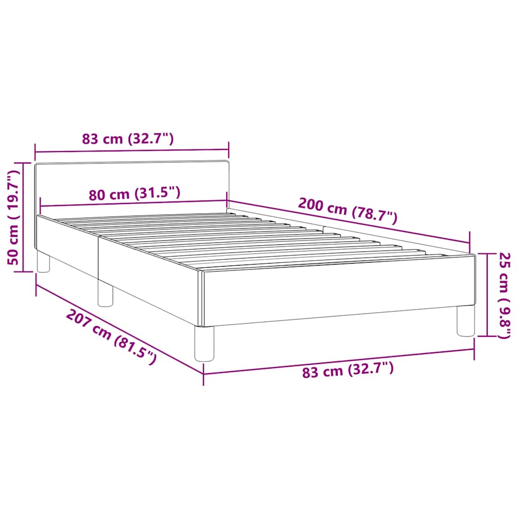 Okvir kreveta s uzglavljem bez madraca crni 80x200cm baršunasti