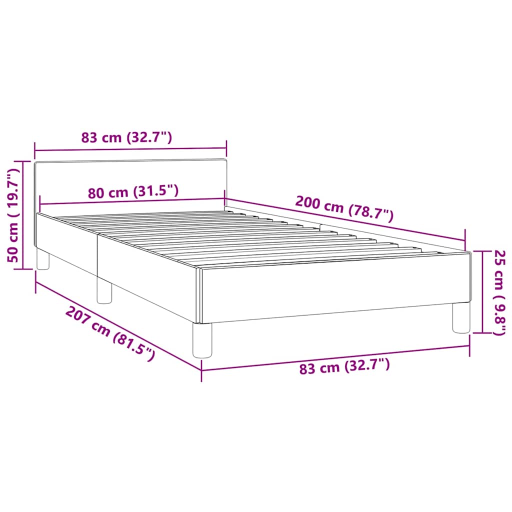 Okvir za krevet bez madraca tamnoplavi 80x200 cm baršunasti