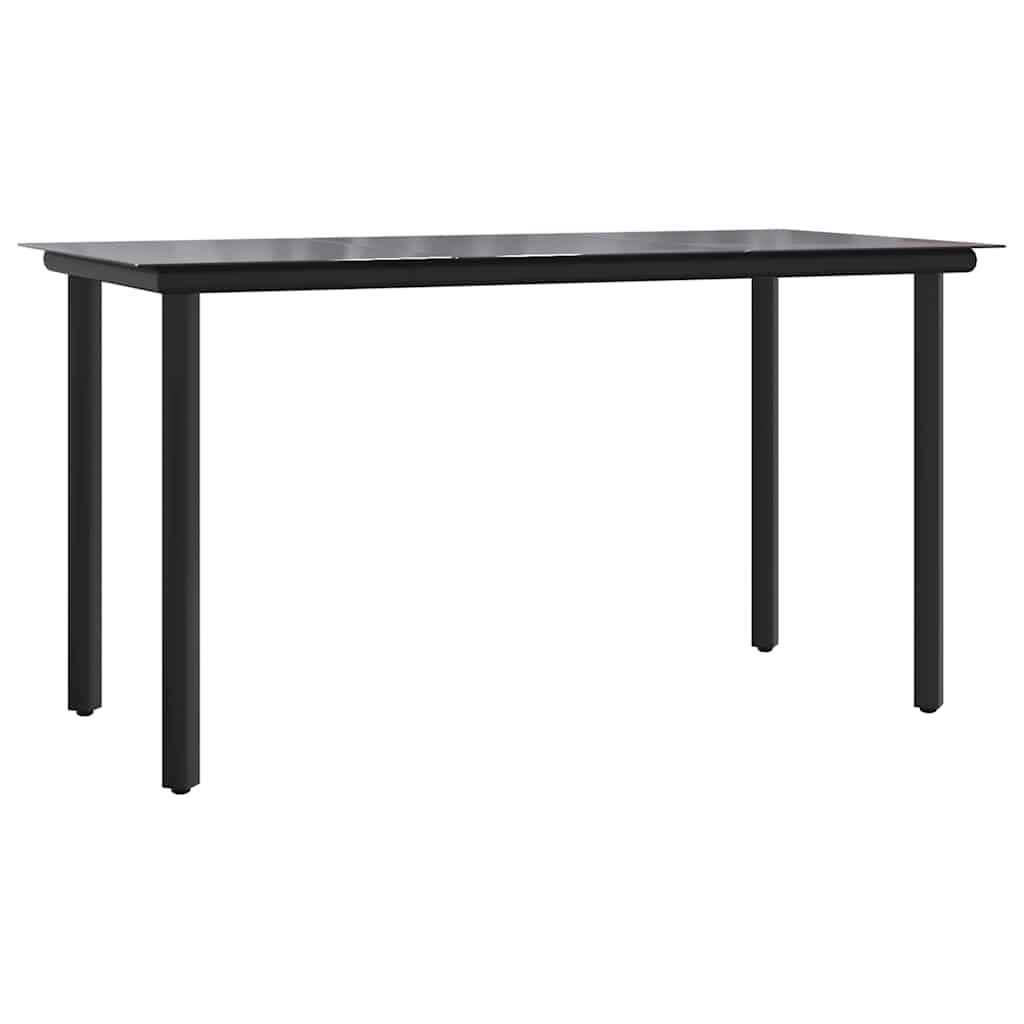 Vrtni blagovaonski stol crni 200x100x74 cm čelik i kaljeno staklo