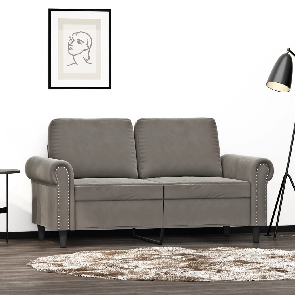 Dvosjed svjetlosivi 120 cm baršunasti