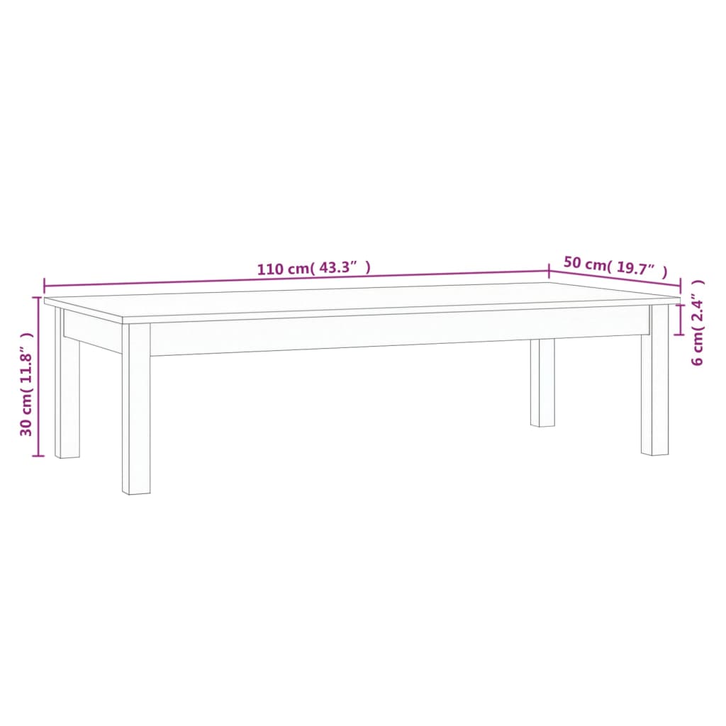 Stolić za kavu 110x50x30 cm od masivne borovine
