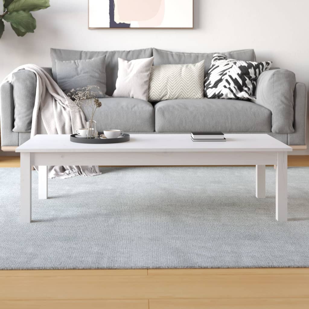 Stolić za kavu bijeli 110x50x30 cm od masivne borovine
