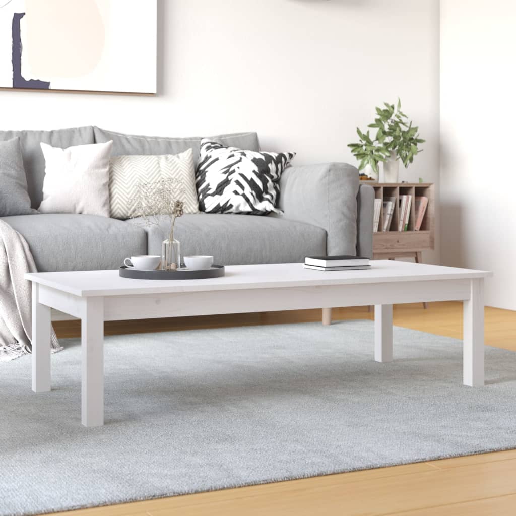 Stolić za kavu bijeli 110x50x30 cm od masivne borovine