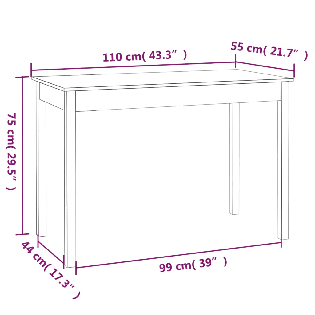 Blagovaonski stol 110 x 55 x 75 cm od masivne borovine