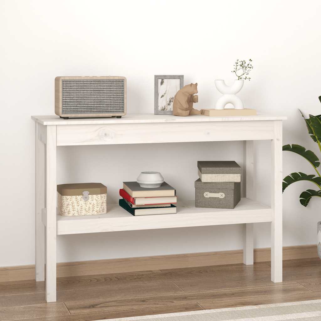 Konzolni stol bijeli 110x40x75 cm od masivne borovine