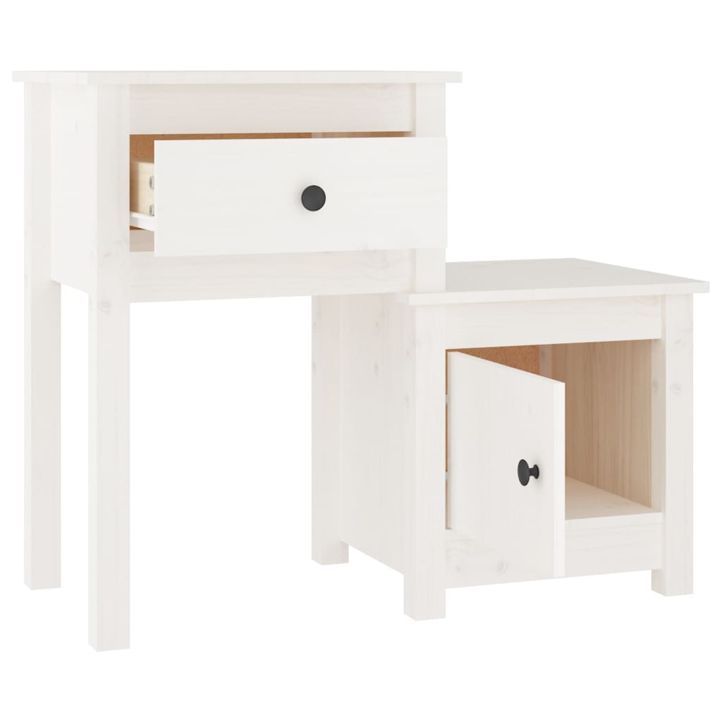 Noćni ormarići 2 kom bijeli 79,5x38x65,5 cm od masivne borovine