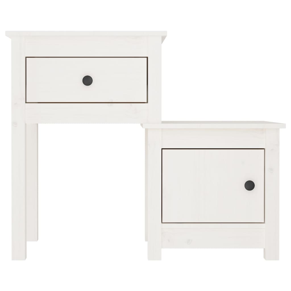 Noćni ormarići 2 kom bijeli 79,5x38x65,5 cm od masivne borovine