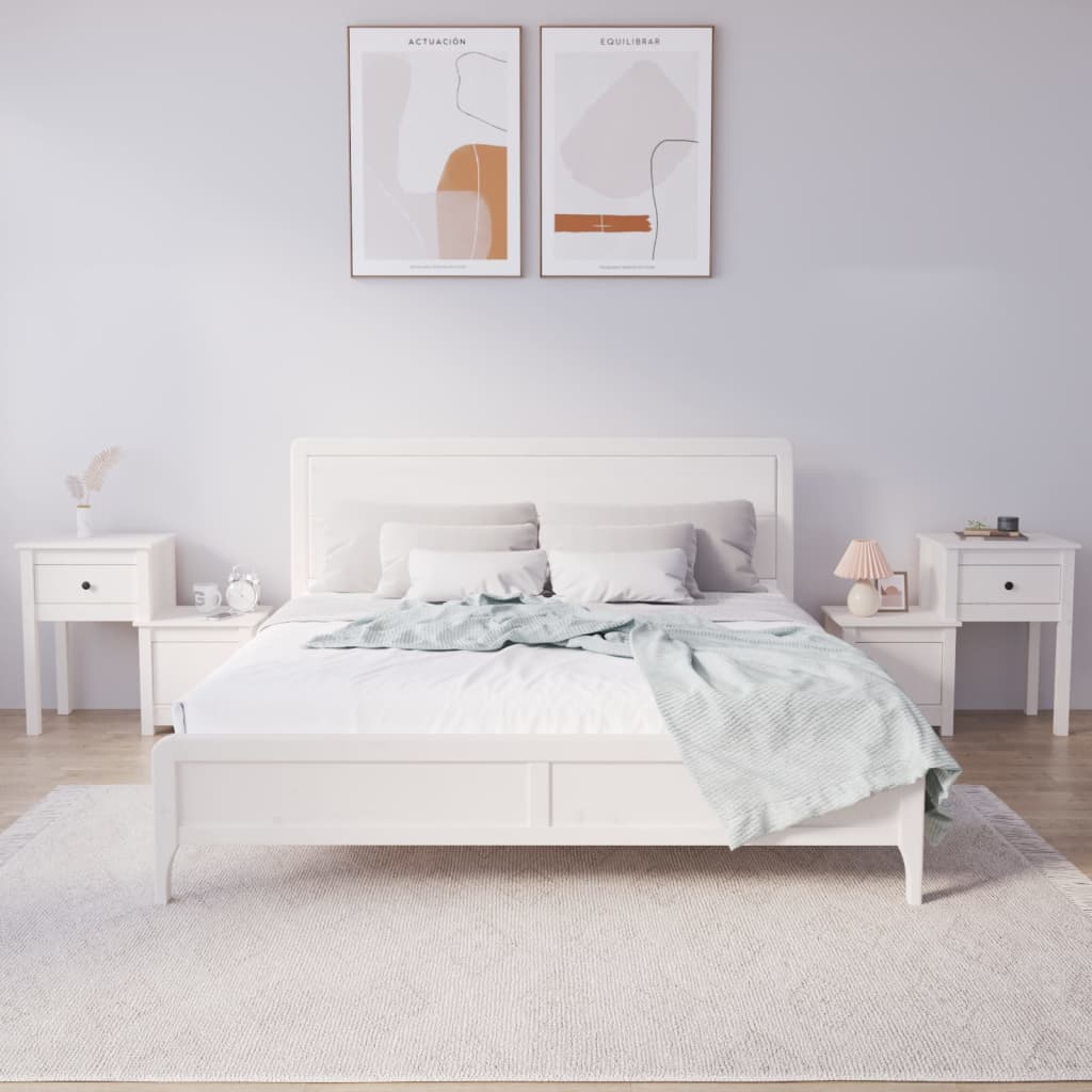 Noćni ormarići 2 kom bijeli 79,5x38x65,5 cm od masivne borovine