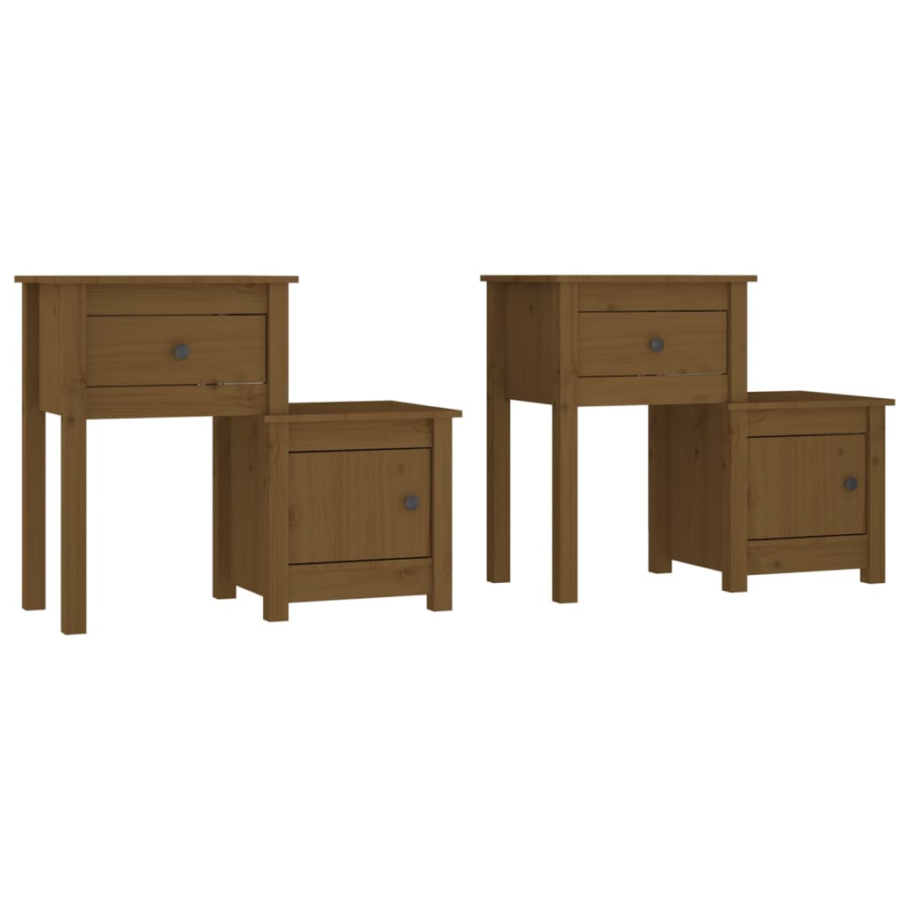 Noćni ormarići 2 kom boja meda 79,5x38x65,5 cm masivna borovina
