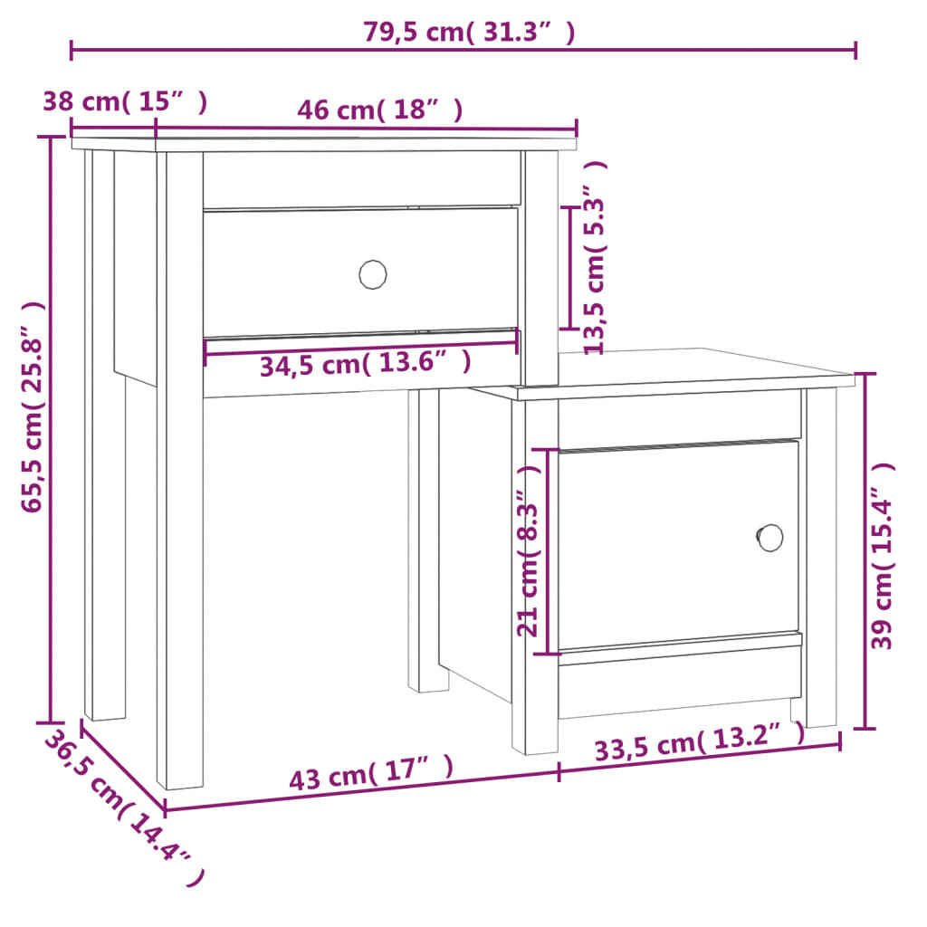 Noćni ormarići 2 kom boja meda 79,5x38x65,5 cm masivna borovina