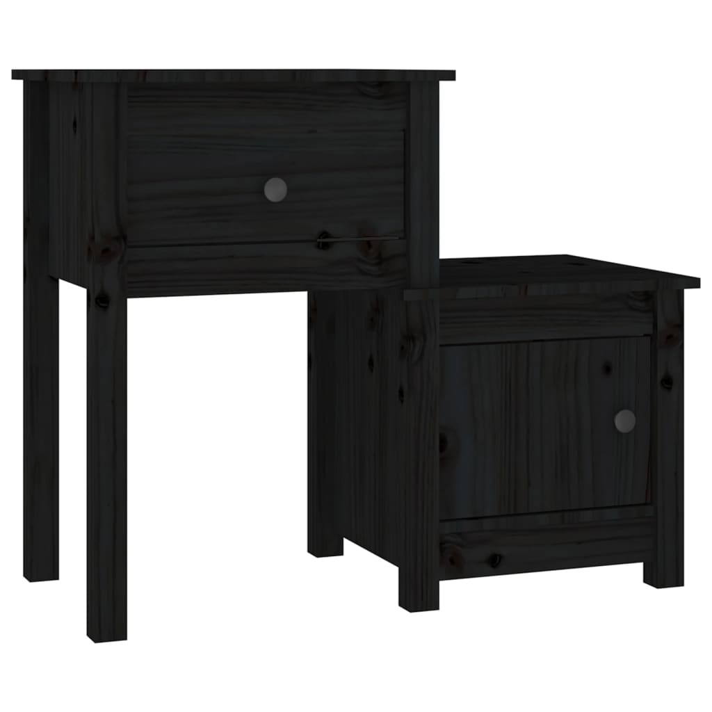 Noćni ormarići 2 kom crni 79,5x38x65,5 cm od masivne borovine