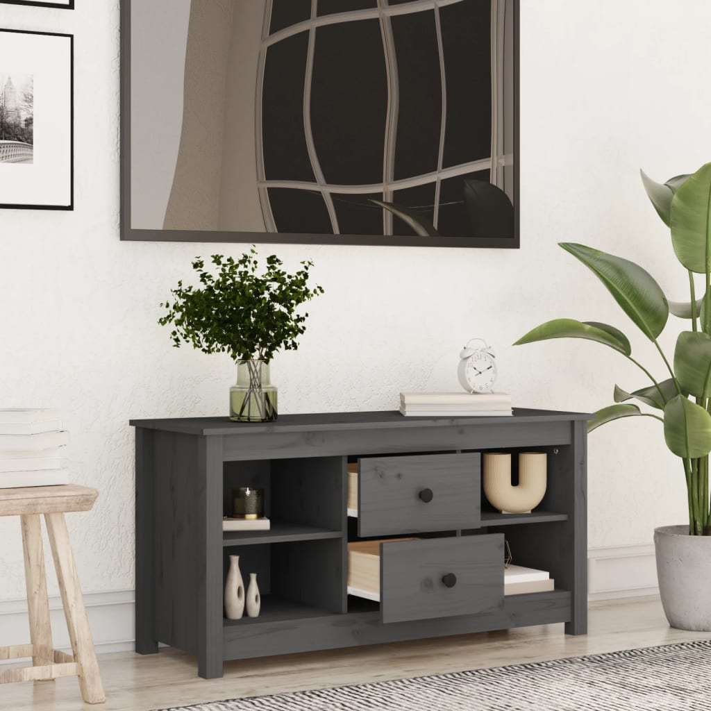 TV ormarić sivi 103 x 36,5 x 52 cm od masivne borovine