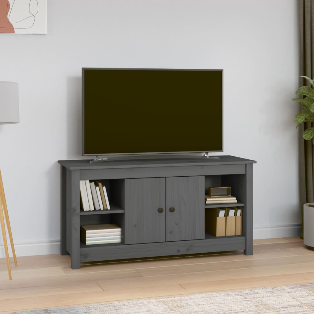 TV ormarić sivi 103 x 36,5 x 52 cm od masivne borovine