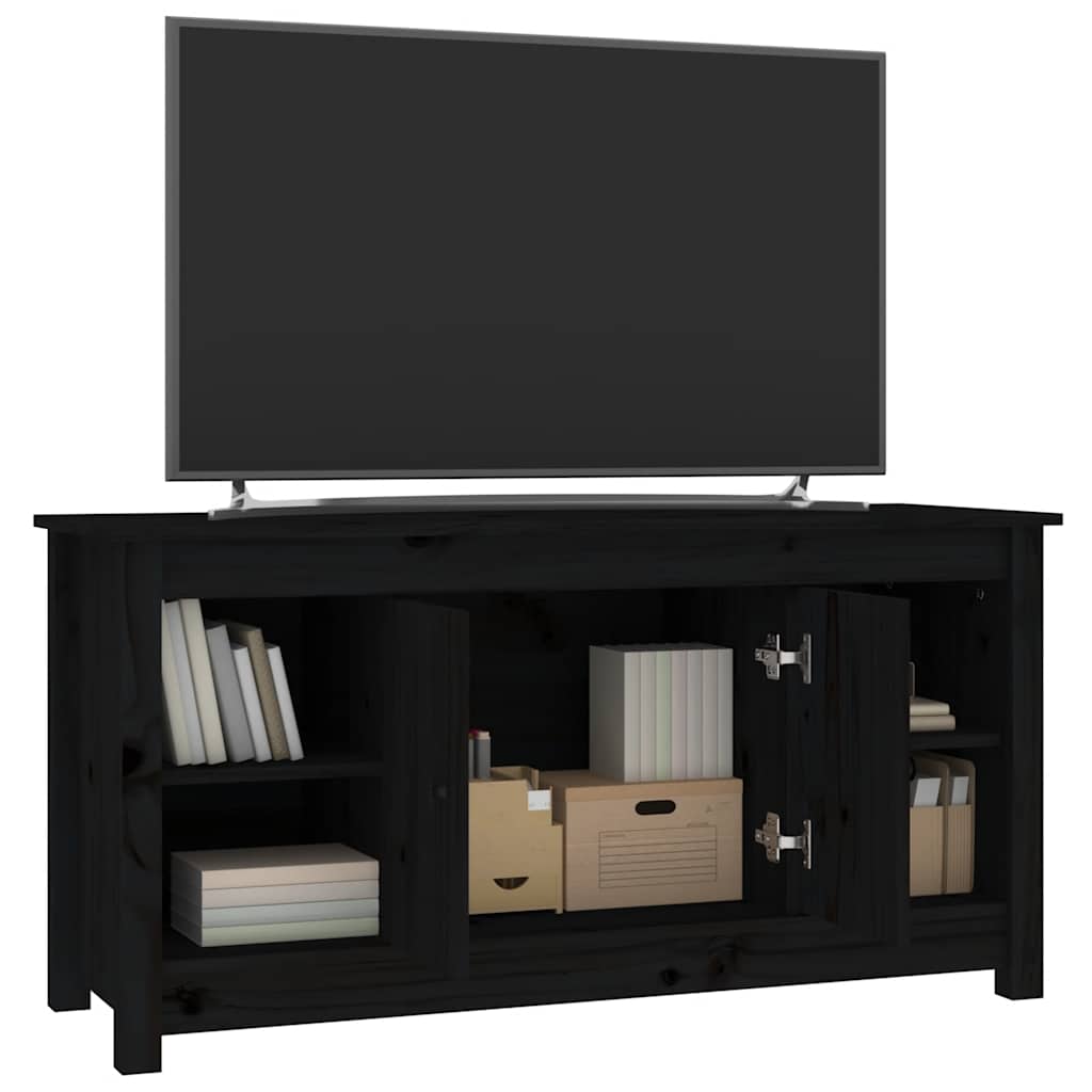TV ormarić crni 103 x 36,5 x 52 cm od masivne borovine