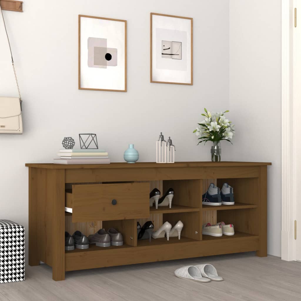 Ormarić za cipele boja meda 110x38x45,5 cm od masivne borovine